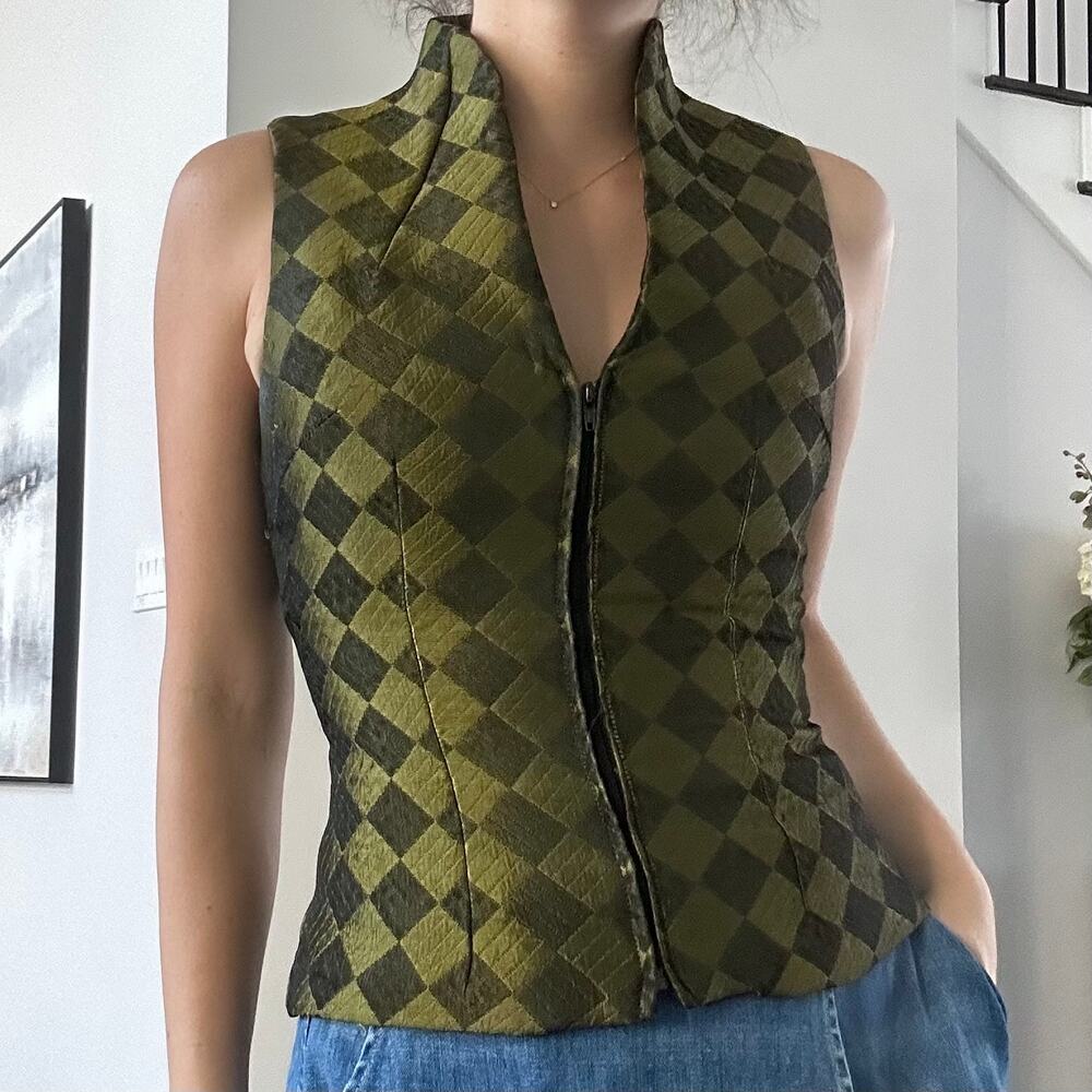 Vintage Jessica Mcclintock Green Vest Top Size 4